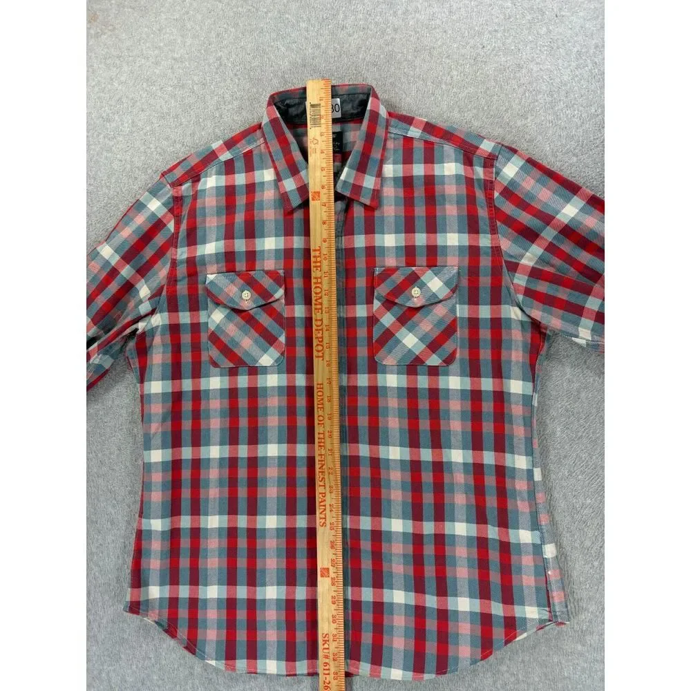 J Crew Heavyweight Plaid Flannel Long Sleeve Button Down Shirt (Men's XL) Red‎